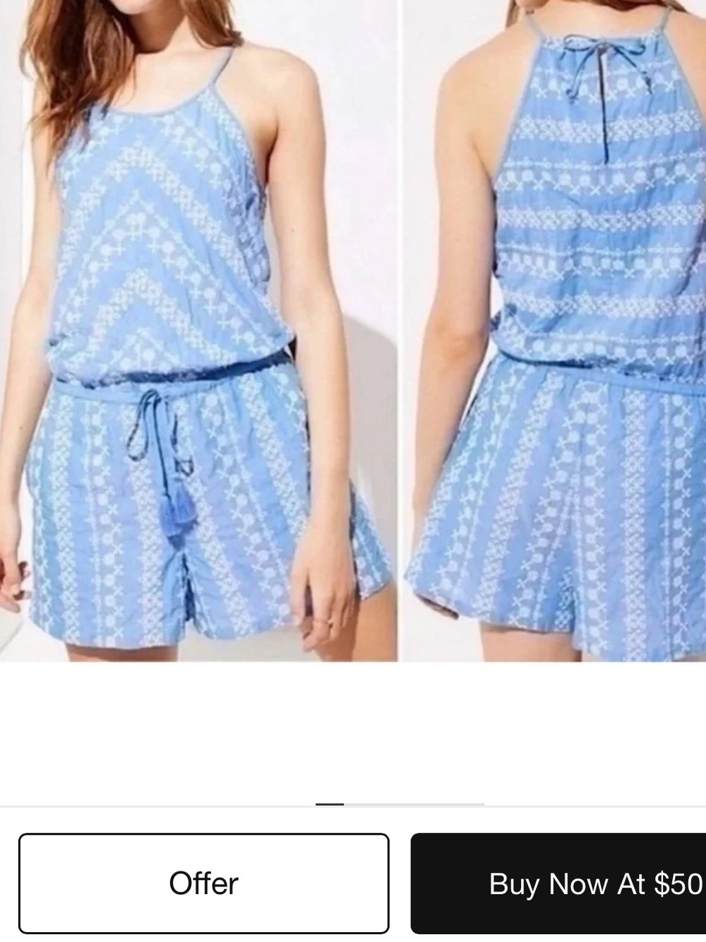 LOFT XS Blue Patterned Women’s Shorts Romper - Sleeveless